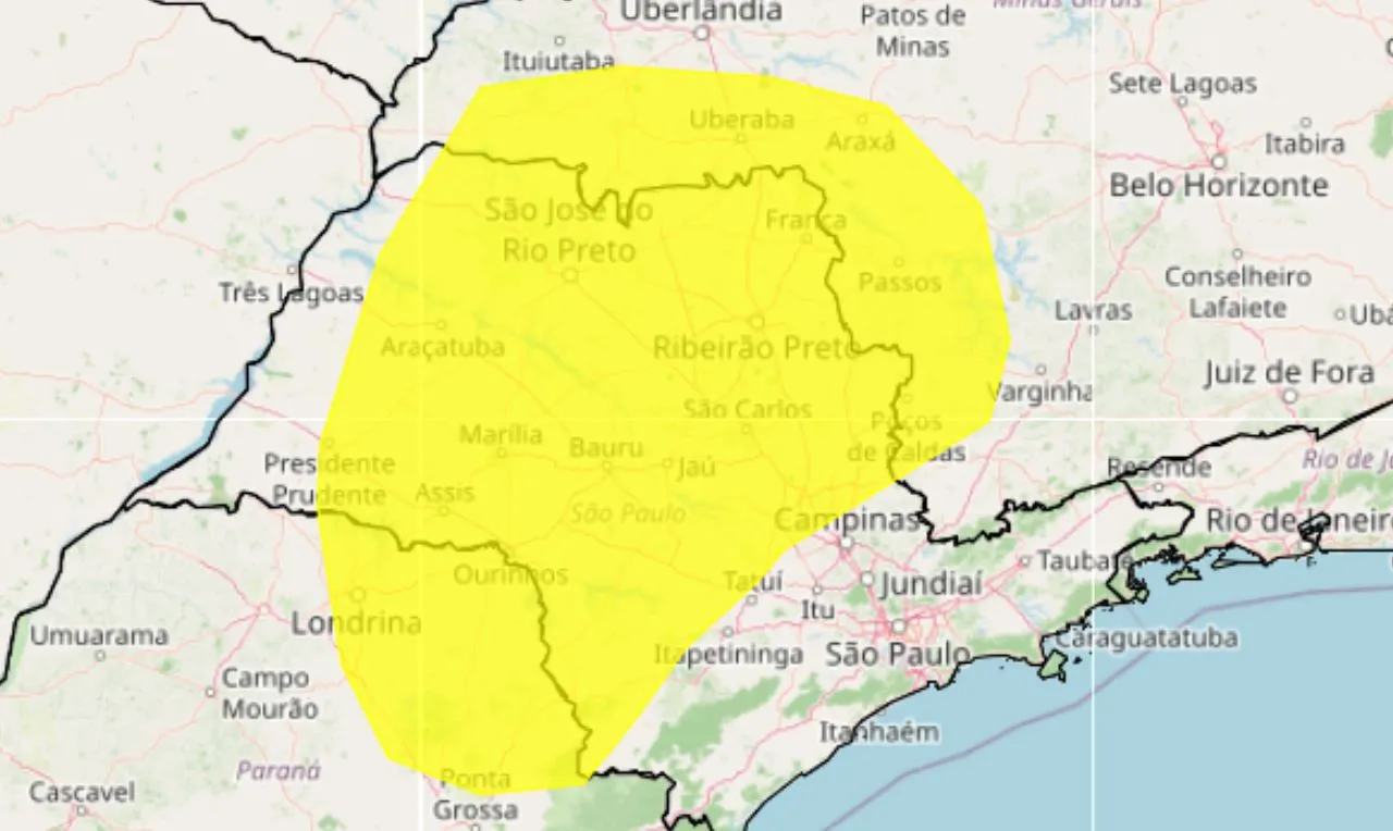 o mapa mostra as &aacute;reas em alerta para baixa umidade